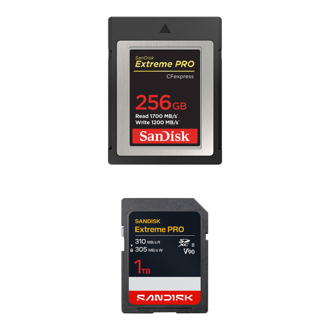 SanDisk 256GB Extreme PRO CFexpress Tipo B Card 1700MB/s y 1TB SDXC Kit