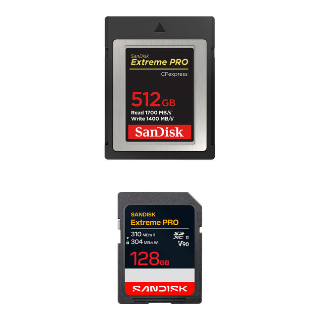 SanDisk 512GB Extreme PRO CFexpress Tipo B y 128GB SDXC Kit de Tarjetas de Memoria