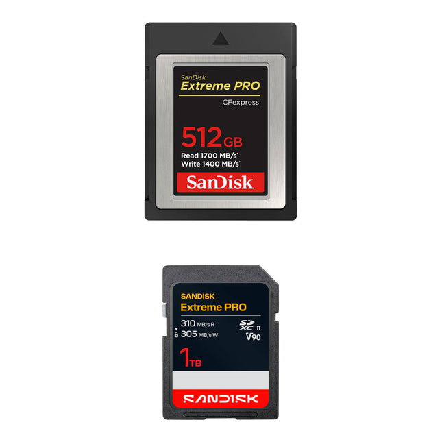 SanDisk 512GB Extreme PRO CFexpress Tipo B y 1TB SDXC Kit de Tarjetas de Memoria