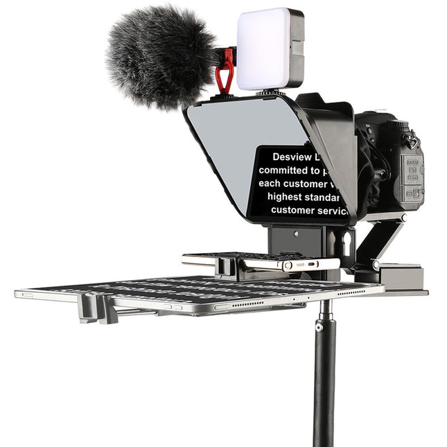 Desview P8 Teleprompter 11" para Smartphones y Tablets con vidrio 70/30 y base para cámara