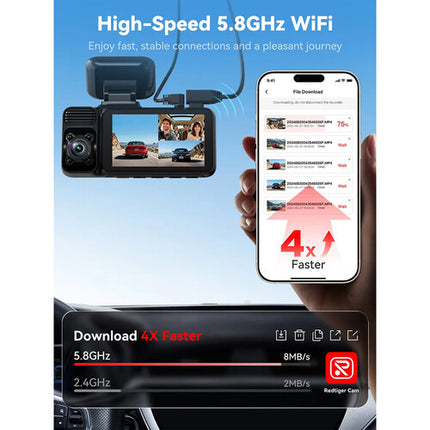 Redtiger F17 Dash Cam Wi-Fi 3 Canales UHD 4K Frontal 1080p Trasera 64GB