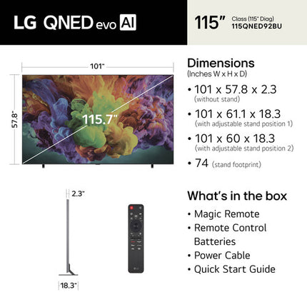 LG QNED evo QNED92B TV Mini-LED 115" 4K HDR 120Hz Smart webOS