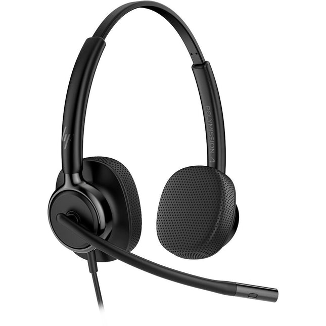 HP POLY Mission 425 Auriculares USB estéreo con micrófono AI y earpads de cuero