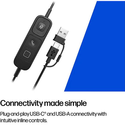 HP POLY Mission 625 Auriculares USB Estéreo 32mm Cancelación Ruido con Estuche