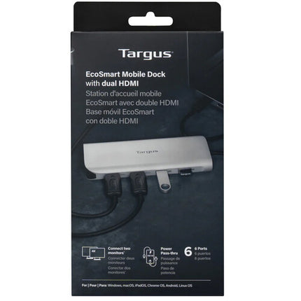Targus 140W Estación de Acoplamiento 4K Dual HDMI con 2 USB-C 3.2 3 Años Garantía
