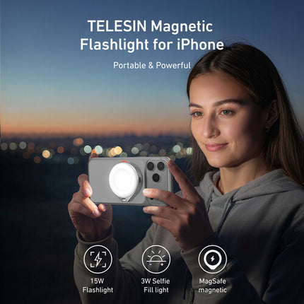 TELESIN Luz Magnética 2 en 1 para Smartphone 5000 Lux 33.3 Pies Alcance