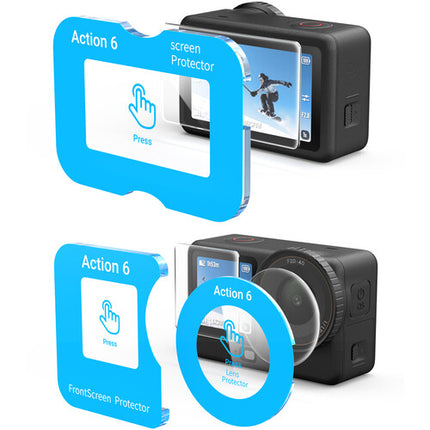 TELESIN Protector de Cristal Templado Antirreflejo para DJI Osmo Action 6 con Recubrimiento Hidrofóbico y Oleofóbico