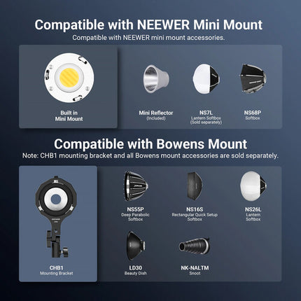 Neewer FS60B Luz LED de Video Bi-Color 60W 2700-6500K con Reflector y Difusor
