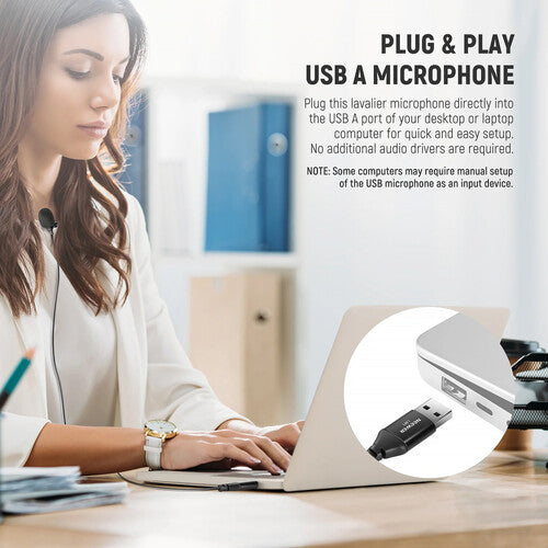 Neewer LM1 Micrófono Lavalier USB-A Omnidireccional Clip Collar 2m Cable