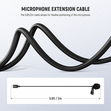 Neewer LM1 Micrófono Lavalier USB-A Omnidireccional Clip Collar 2m Cable