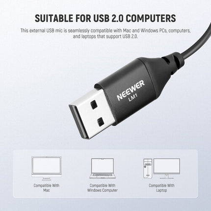 Neewer LM1 Micrófono Lavalier USB-A Omnidireccional Clip Collar 2m Cable