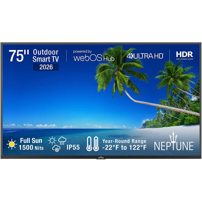 NEPTUNE Full Sun 75" TV LED Inteligente 4K HDR 1500 nits Resistente IP55