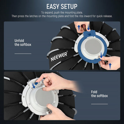 Neewer NS73P Softbox Parabólico 47.2" con Rejilla y Panel Difusor