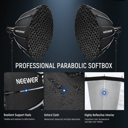 Neewer NS73P Softbox Parabólico 47.2" con Rejilla y Panel Difusor