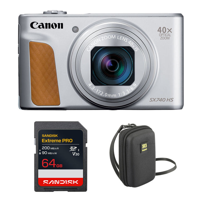 Cámara digital Canon PowerShot SX740 HS con tarjeta 64GB y estuche protector