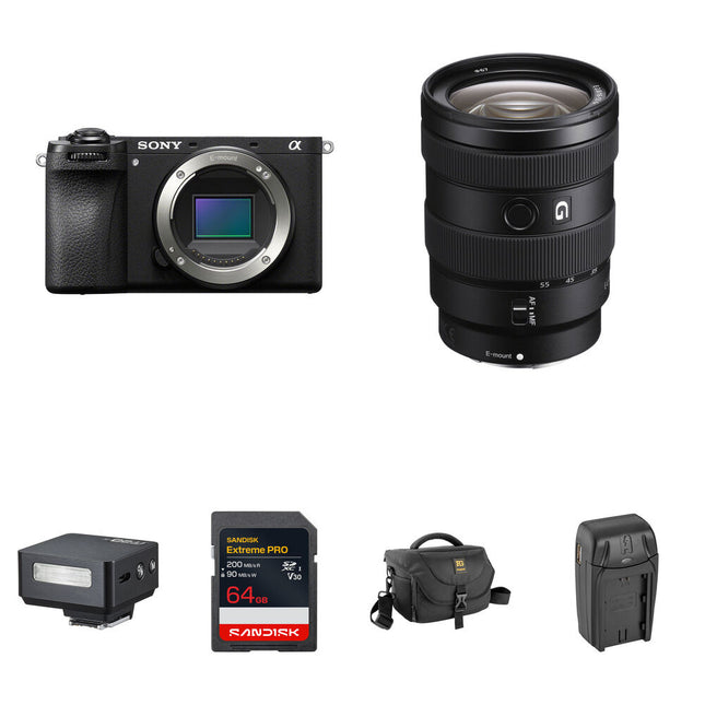 Sony a6700 Cámara Sin Espejo 26MP 4K 120p con Lente 16-55mm f/2.8 y Flash Mini