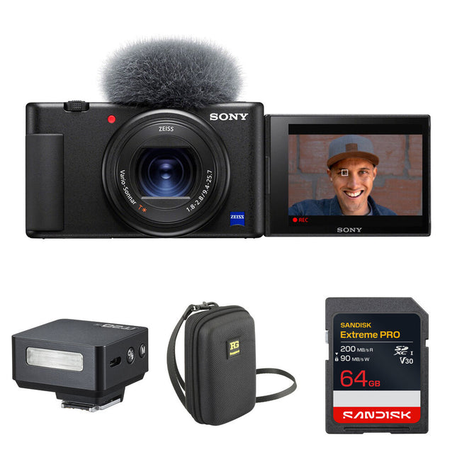 Sony ZV-1 Cámara Digital 20.1MP Flash Mini Kit 64GB Negro