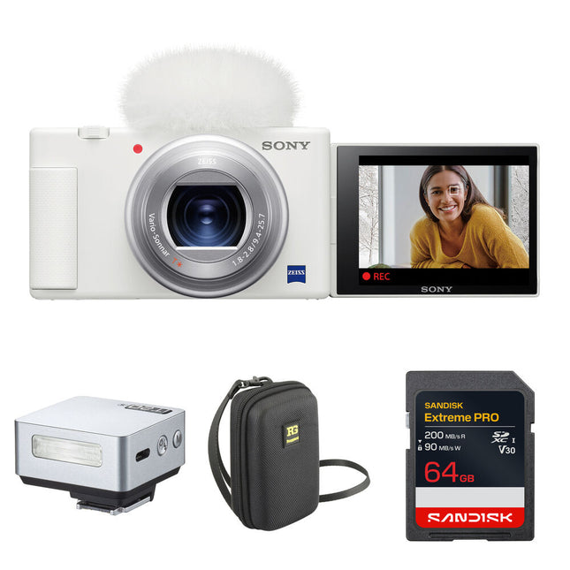 Sony ZV-1 Cámara Digital con Flash Mini Kit Blanco 20.1MP 64GB