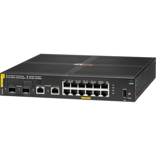 HPE Aruba Networking CX 6000 Switch gestionado 12 Puertos Gigabit PoE+ 139W y diseño sin ventilador