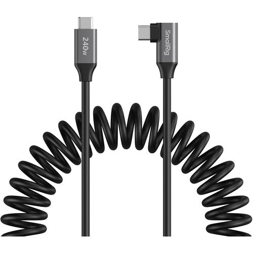 SmallRig Cable USB-C enrollado ángulo recto 13.8" 240W PD 3.1