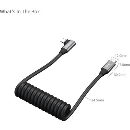 SmallRig Cable USB-C enrollado ángulo recto 13.8" 240W PD 3.1