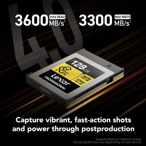 Lexar 128GB Professional GOLD Tarjeta de Memoria CFexpress 4.0 Tipo B 3600MB/s Lectura 3300MB/s Escritura