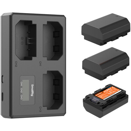 SmallRig NP-FZ100 Kit baterías recargables para cámaras Sony con cargador portátil 3 bahías