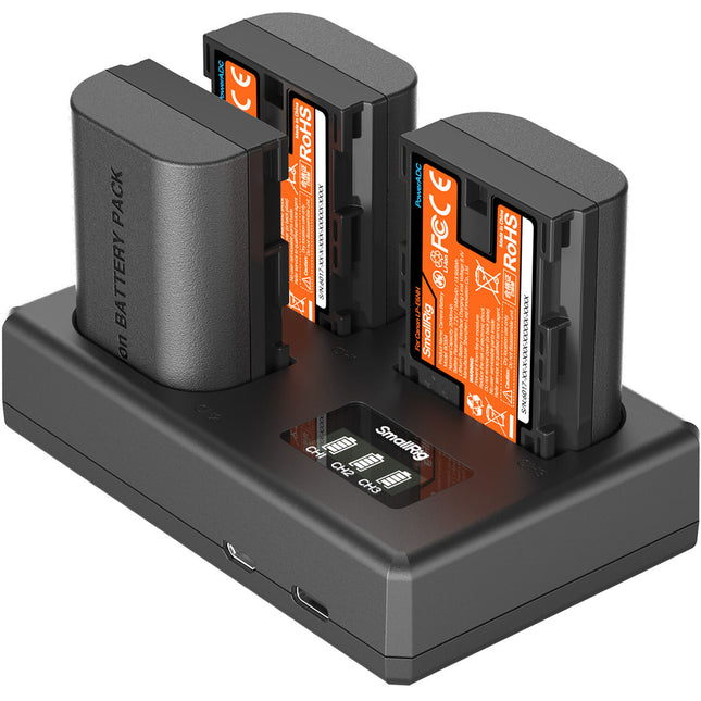 SmallRig Kit LP-E6NH con 3 Baterías y Cargador Portátil 3 Bahías