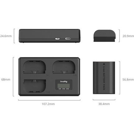 SmallRig Kit LP-E6NH con 3 Baterías y Cargador Portátil 3 Bahías
