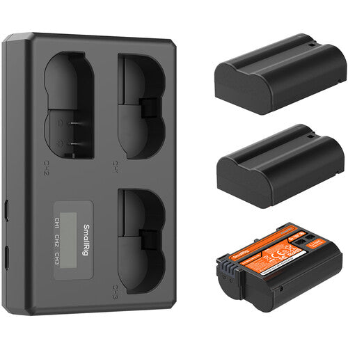 SmallRig EN-EL15c Kit con 3 Baterías y Cargador portátil 3 bahías