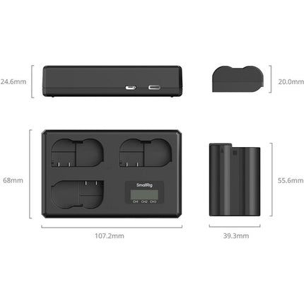 SmallRig EN-EL15c Kit con 3 Baterías y Cargador portátil 3 bahías