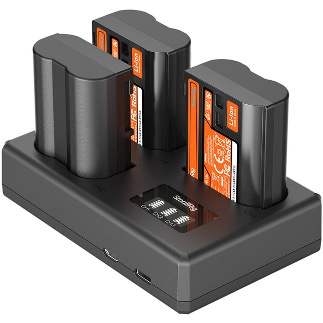 SmallRig EN-EL15c Kit con 3 Baterías y Cargador portátil 3 bahías