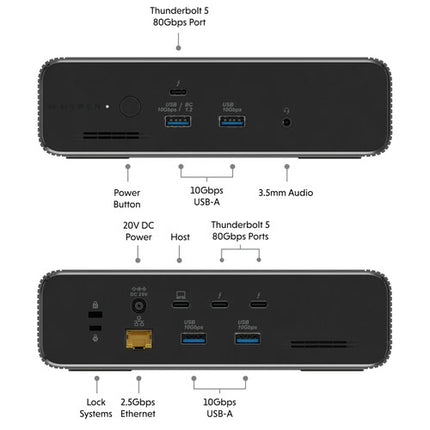 HYPER HyperDrive Next Dock Thunderbolt 5 140W 120Gbps 8K USB-A