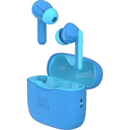 myFirst Carebuds Auriculares Inalámbricos para Niños Azul Límite 85 dB y Modo Transparencia