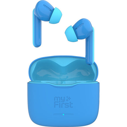 myFirst Carebuds Auriculares Inalámbricos para Niños Azul Límite 85 dB y Modo Transparencia