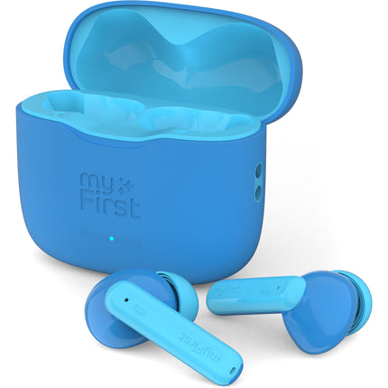 myFirst Carebuds Auriculares Inalámbricos para Niños Azul Límite 85 dB y Modo Transparencia