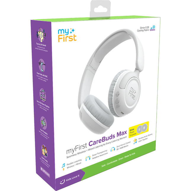 myFirst Carebuds Max Auriculares On-Ear para Niños Blanco 52 Horas Batería