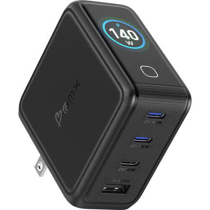 BMX GanSta Cargador USB 140W 4 Puertos con Pantalla LCD Color y Cable USB-C
