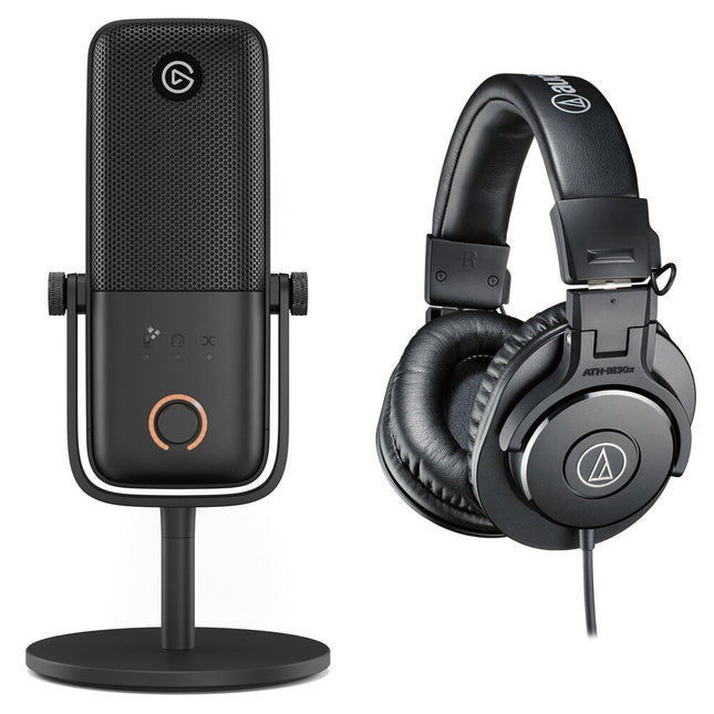 Elgato Wave 3 MK2 Micrófono USB con Audio-Technica ATH-M30x 24-Bit 48 kHz
