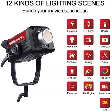 GVM SD500C AIO RGB LED Monolight Luz Cine 18400 Lux 2000-10000K