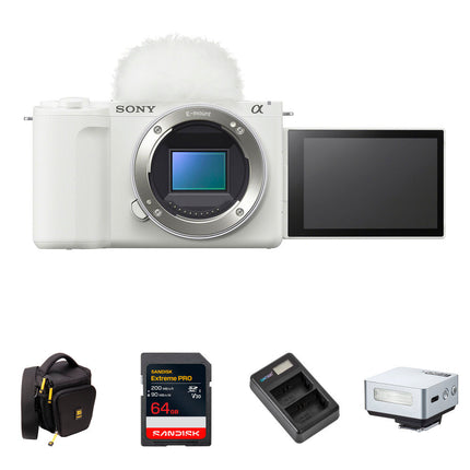 Sony ZV-E10 II Cámara Sin Espejo 26MP 4K60 Mini Flash Kit Blanco