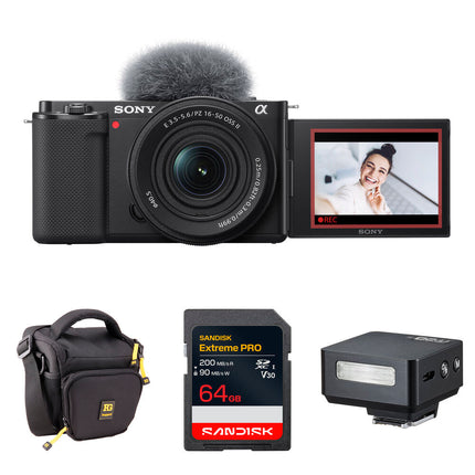 Sony ZV-E10 Cámara Sin Espejo 24.2MP 4K30p 16-50mm Mini Flash Kit