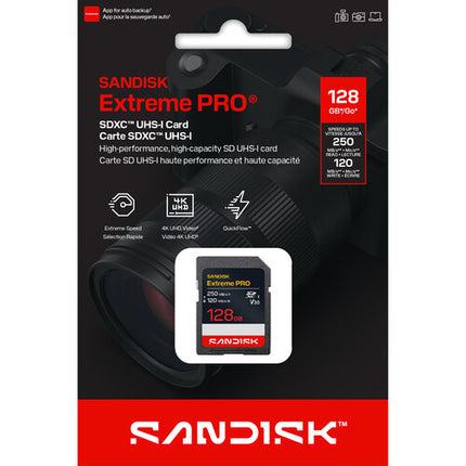 SanDisk 128GB Extreme PRO UHS-I SDXC Tarjeta de Memoria 3-Pack 250MBs Lectura 120MBs Escritura