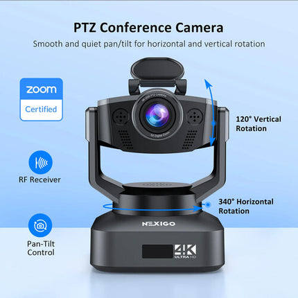 NexiGo N990 Webcam PTZ UHD 4K con Zoom Digital 5x y Control Remoto