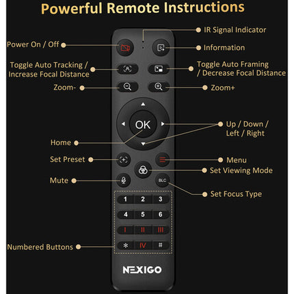 NexiGo P620 Cámara PTZ 1080p60 Zoom Óptico 20x HDMI 3G-SDI USB