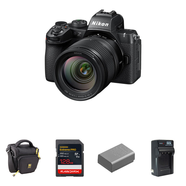 Nikon Z50 II Cámara sin Espejo con Lente 16-50mm f2.8 y Kit Essentials con Batería Extra y Tarjeta 128GB