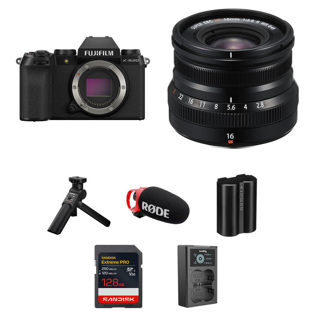 FUJIFILM X-S20 Cámara sin Espejo 26.1MP 6.2K con Lente 16mm f2.8 Kit Completo