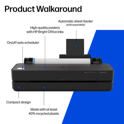HP DesignJet 24 Pulgadas Impresora Gran Formato Inalámbrica 2400x1200 dpi con Set de Cuatro Tintas