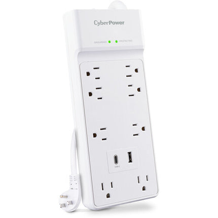 CyberPower Essential Series protector contra sobretensiones 8 tomas 2400 julios puerto USB blanco 6 pies
