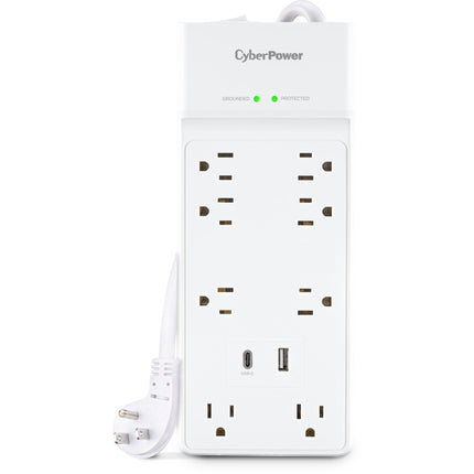CyberPower Essential Series protector contra sobretensiones 8 tomas 2400 julios puerto USB blanco 6 pies